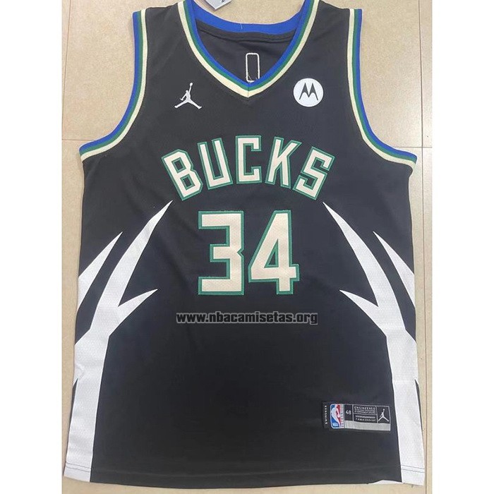 Camiseta Milwaukee Bucks Giannis Antetokounmpo NO 34 Statement 2022-23 Negro